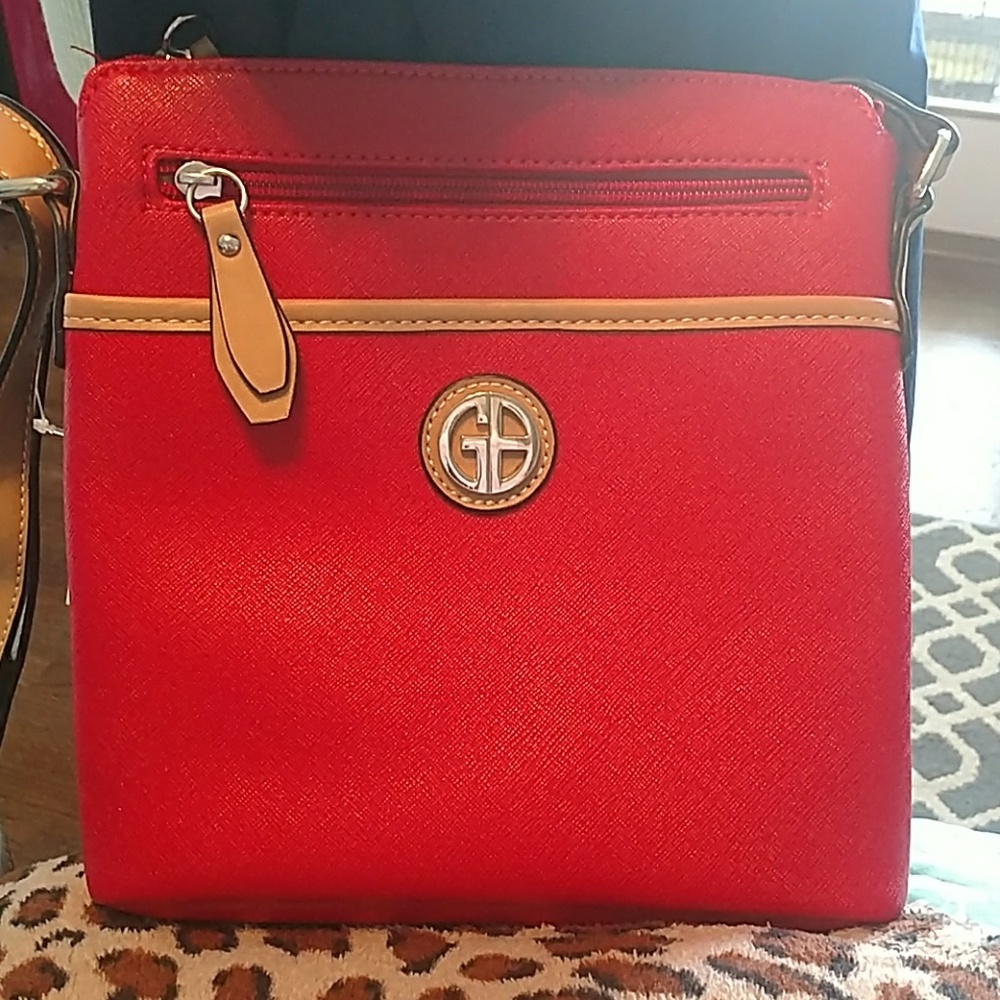 Red cross body purse